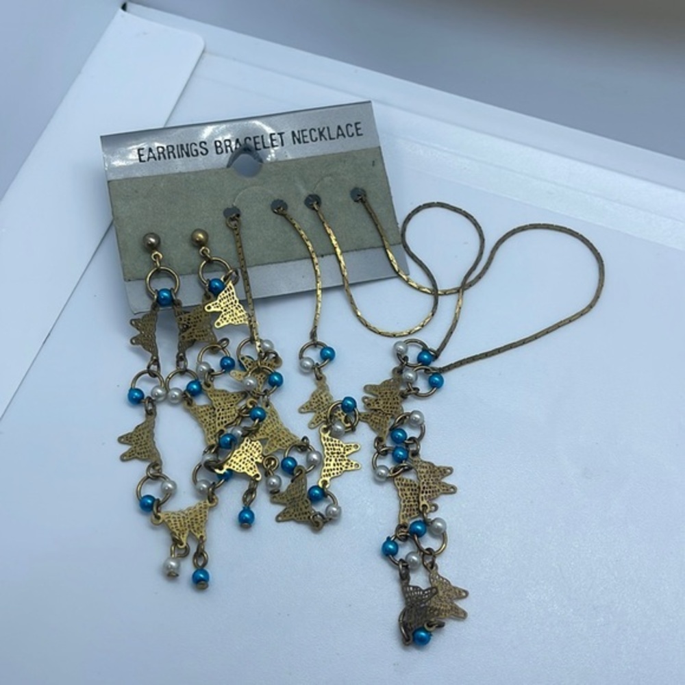 Butterfly Earrings,Necklace & Bracelet Set